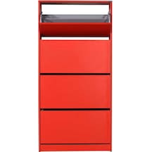 Flat Duo 4 Katlı Geniş Ayakkabılık-Kırmızı 73x157x26 cm (GxYxD) Kırmızı
