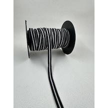 1 Cm Çizgili Dokuma Lastik-5 Metre- Siyah/beyaz