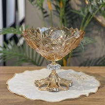 Patentli Tasarım Lüks Kristal Gold Ayaklı Sunumluk Kase - Tabak Meyvelik Şekerlik Dekoratif Obje Altın - Altın