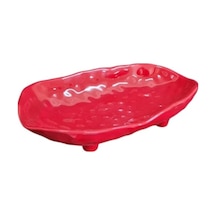 Melamin Kırılmaz Soft Lux Kayık Tabak 21x13x4 Cm - Kırmızı Sunum Tabağı, Kahvaltı Tabağı, Restoran Kırmızı
