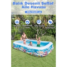 Intex Balık Desenli Şeffaf Havuz Aile Havuzu 305x183x56 Cm