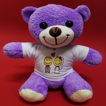 Askımo - Aşık Çiftler Tişörtlü Mor Peluş Ayıcık 32976007