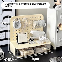 Konesam Masaüstü Organize Edici Siyah Renkli Çekmeceli Depolama Kutusu - Delikli Tahta Montajlı, Deliksiz Kurulum, Uzun Ömürlü Malzeme