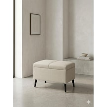 Coart Home Sandıklı Keten Puf /60x45x40/ Sandıklı Saklama Kutusu, Makyaj Koltuğu, Sandıklı Puf Diğer