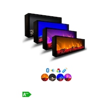 Arif Şömine Dekoratif Elektrikli Yapay Şömine - 100x30x15 Cm - Farklı Renk Mod'ları, Kumandalı, Bluetooth