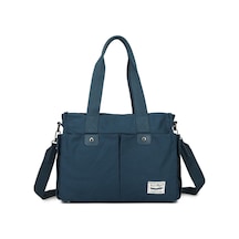 Smart Bags Lacivert Günlük Boy İnce Ve Hafif Tasarım Kanvas Kumaş Kadın Omuz Çantası