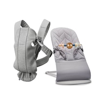 BabyBjörn 2'li Set Pastel Oyuncaklı Bliss Ana kucağı Petal Woven & Kanguru Mini 3D Jersey Light Grey