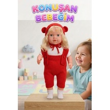 Konuşan Bebeğim 60 Cm Türkçe Konuşan Örgü Tulum Ve Şapkalı Kafası Bacakları Kolları Et Oyuncak Bebek 38675723