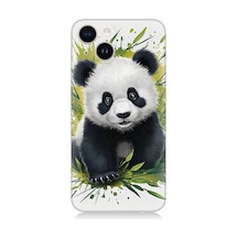 Apple Uyumlu iPhone 14 Plus Uyumlu Sevimli Panda Desenli Silikon Kılıf -