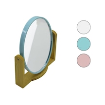 İbico İ15-022 -5006 Oval 8" 20.5x15.5cm Ahşap Bambu Ayaklı Makyaj Aynası Çift Taraflı Renkli Plastik Çerçeve 48