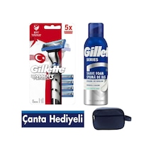 Mach3 Turbo 3d Makine 5 Adet Yedek Tıraş Bıçağı 200 Ml Köpük Çanta