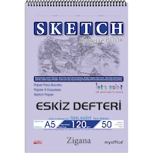 Zigana A5 Spiralli Eskiz Defteri – 50 Yaprak 120 G Çizim Kağıdı Sketchbook