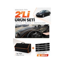 Honda Civic 1996-1998 Uyumlu Torpido Örtüsü + Tay Tüyü Bagaj Çantası + Sticker - Siyah Kahverengi