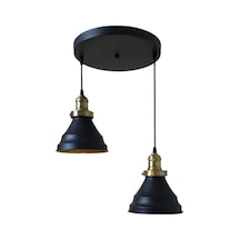 Retro Metal Siyah 2 Li Dekoratif Rustik Sarkıt Avize Çap:30 Cm
