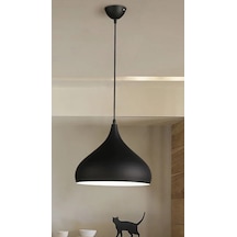 Retro Metal Dekoratif Siyah Tekli Sarkıt Avize Çap:43 Cm Beyaz