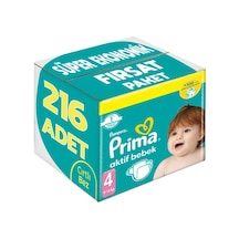 Prima Bebek Bezi Beden:4 9-14kg Maxi 216 Adet 4 Numara 4'lü