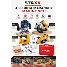 Staxx Mrz4us 4'lü Ahşap İşleme Marangöz Makine Seti Freze + Daire Testere + Dekupaj + Planya Mak