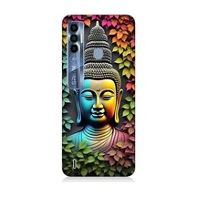 Tecno Spark 7 Pro Uyumlu Silikon Kılıf Budha Ve Sarmaşık Yapraklar