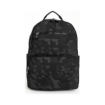 Sanmorris Unisex Suya Dayanıklı Orta Boy Krinkıl Kumaş Siyah Desenli Laptop Okul Ve Seyahat Sırt Çantası Siyah