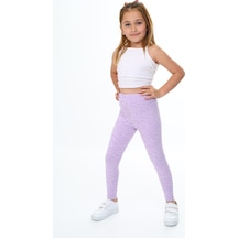 Toontoy Kids Toontoy Kız Çocuk Puantiye Baskılı Tayt Lila