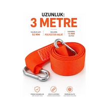Çift Karabinalı 1 Adet Turuncu 3 Metre Dayanıklı Çekme Halatı 5 Cm Genişlikte Turuncu Çeki Halatı