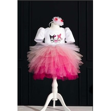 YAĞMUR KOStütüM Taç Hediyeli Kuromi Hello Kitty My Melody Temalı Kız Çocuk Beyaz Doğum Günü Elbisesi & Parti Kostümü Beyaz