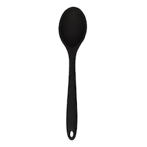 Siyah Esnek Çorba Kırılmaz Kaşık Silikon Uzun Saplı Mutfak Kepçe Ev İçin Pişirme Kepçesi