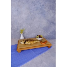 Justwood Risus Top Ayaklı 25x40 Cm Ahşap Dikdörtgen Pasta Sunum Servis Tabağı Kahverengi