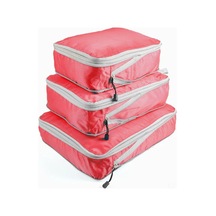 Hangfox 3'lü Seyahat Sıkıştırma Kutuları, %50 Yer Kazandırır, Dayanıklı Nilon, Suya Dayanıklı, Çok Amaçlı Paketleyici - Kırmızı