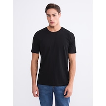 Lcwaıkıkı Classic Siyah %100 Pamuk Regular Fit Basic Tişört