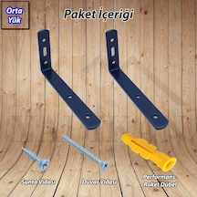 Siyah Deprem Güvenliği Dolap Sabitleme Seti 6 X 14 Cm - Mobilya Duvara Sabitleme Aparatı