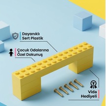 Blok Figürlü Dolap Ve Çekmece Kulpu Çocuk Ve Genç Odası Mobilya Kulpu Tekli 96 Mm Sarı