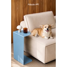Paledin Design Corvus C Form Çelik Yan Sehpa Modern Koltuk Yanı Sehpası Turuncu 37x30x60 Cm Mavi