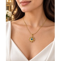 Aura Sun Eye Gold Güneş Ve Nazar Gözlü Kadın Kolye 316l Çelik Renkli