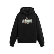 Hunors Sportswear & Company Karavan Baskılı Unisex Model Pamuklu Kapüşonlu Sweatshirt SIYAH