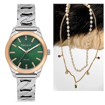 Ferrucci Fc 63536 Çelik Kadın Kol Saati+%100 Çelik&incili Kolye