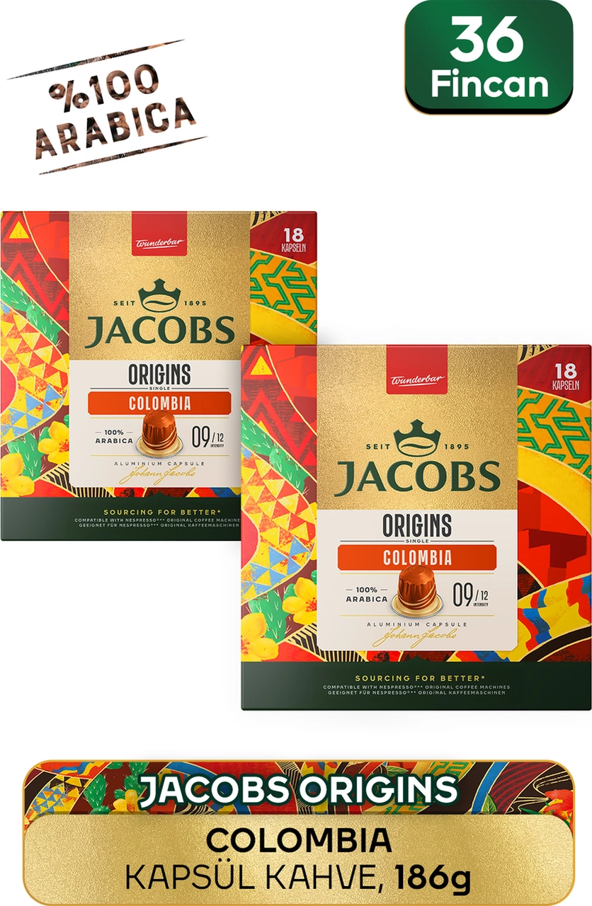 Jacobs Origins Colombia Nespresso Uyumlu Alüminyum Kapsül Kahve 36 Kapsül Kapsül Kahve