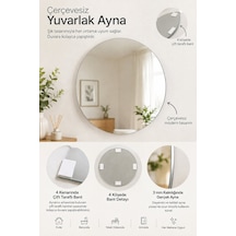 Duvara Yapıştırılan Çift Taraflı Bantlı, Çerçevesiz Dekoratif Ayna 40 Cm Çapında