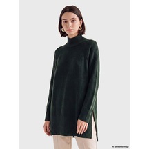 Lcw Modest Yeşil Yarım Balıkçı Yaka Oversize Kadın Triko Tunik Xl-2xl