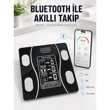 Akıllı Cam Baskül Bluetooth Mobil Uygulamalı Vücut Analiz Tartısı 180 Kg Lcd Ekran