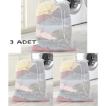 3 Adet Büyük Perde Ve Çamaşır Yıkama Filesi 60x80 Beyaz
