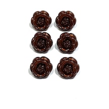 İtalyan Bluz Düğmesi / Gül Model / 6'lı Set / Kahverengi / 1.2 Cm / İgd1