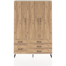 Arges Dolap 5 Raflı 5 Çekmeceli Tek Askılı 132x30x195 Aytaşı-çam/çam Atlas Çam/atlas Çam