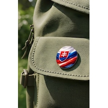 Slovakya Slovakia Abstract Ülke Bayraklı Buton Rozet - 44 MM 5 Adet Çok Renkli
