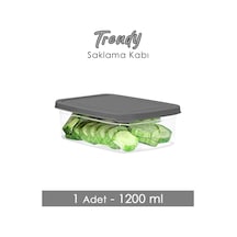1 Adet Dikdörtgen Erzak Saklama Kabı - Mikrodalgaya Uygun Düzenleyici Organizer 1200 Ml Gri Gri