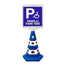 Engelli Park Yeri Çift Taraf Baskı Mavi Ultra Kedi Gözlü Ağırlıklı Koni Seti Trafik Dubası