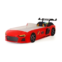 Kırmızı Arabalı Yatak V12 Audi Işıklı Full Plastik