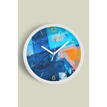 Soyut Tasarım Modern Duvar Saati - 35cm - Önü Camlı Beyaz Kasa - Sessiz Mekanizma-jh0123 Beyaz