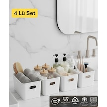 Bath 4 Adet Banyo Düzenleyici Organizer Beyaz Renk Plastik Çok Amaçlı Dolap Düzenleyici Plastik 25 X Diğer