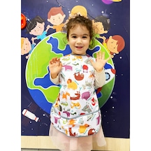 Yorni 4-7 Yaş Zoo Kısa Kollu, Cepli, Sıvı Geçirmez Önlük, Boya, Oyun